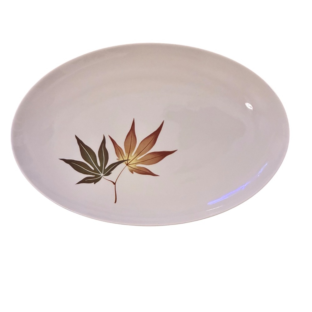 Vintage MCM Franciscan Whitestone Ware ‘Twice Nice’ Oval Serving Platter Leaf
